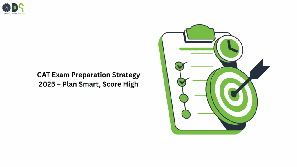Student checklist and target illustration representing CAT Exam Preparation Strategy 2025 – Plan Smart, Score High