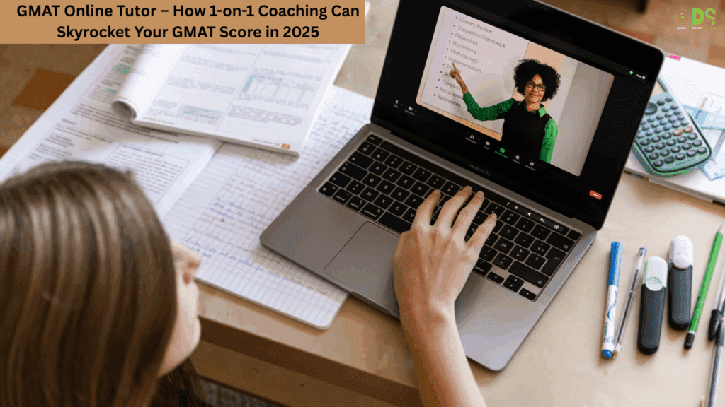 Student in a 1-on-1 session with the best GMAT online tutor in 2025, preparing through personalized online coaching