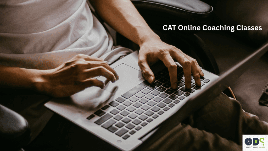 Student attending CAT online coaching class on a laptop, preparing for CAT 2025 from home