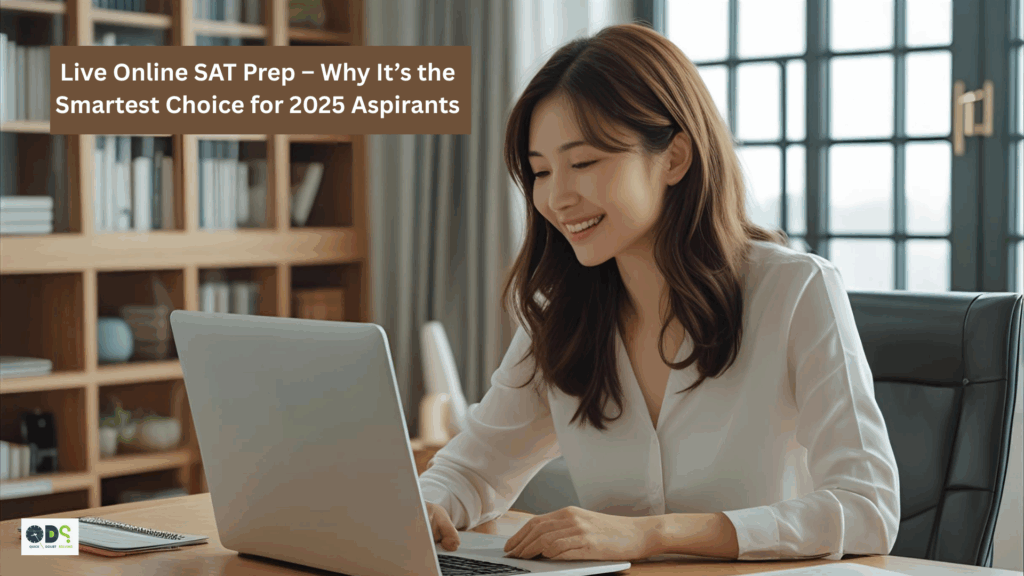 Student attending live online SAT prep class in 2025 with laptop, preparing for SAT exam through interactive SAT tutoring program