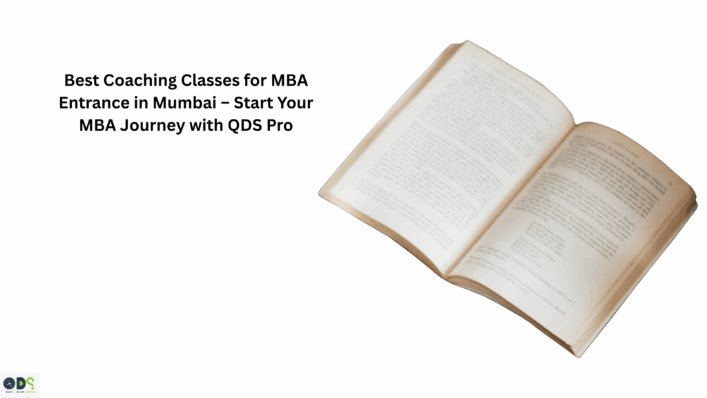Open MBA entrance preparation book representing the best coaching classes for MBA entrance in Mumbai offered by QDS Pro for CAT and other MBA exams.