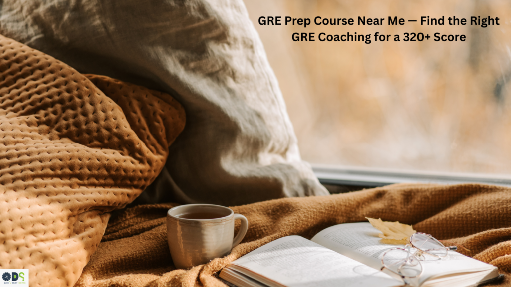 GRE prep course near me – student study setup representing online and offline GRE coaching by QDS Pro for 320+ scores.