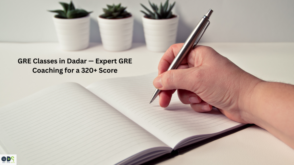 GRE classes in Dadar showing a student preparing with notebooks and expert GRE coaching for a 320+ score.