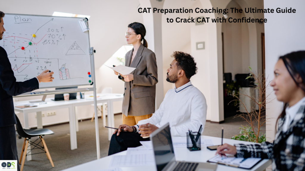 CAT preparation coaching classroom session with expert mentor teaching students using whiteboard strategy for CAT exam preparation