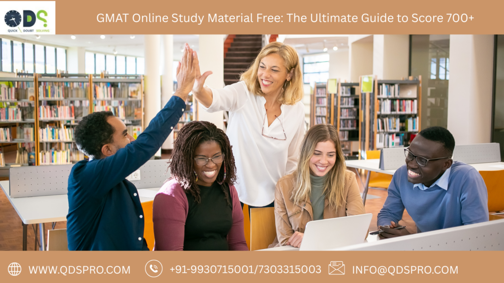 GMAT online study material free coaching session in a modern classroom where students use GMAT online study material free resources to prepare for GMAT exam with expert guidance and collaborative learning environment