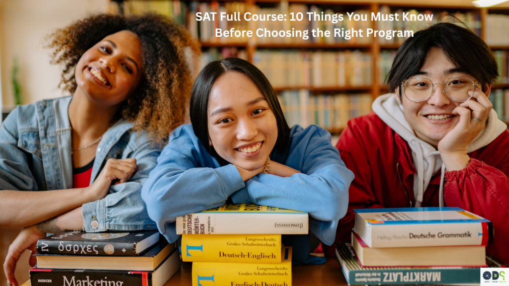 Students studying together for SAT preparation as part of a comprehensive SAT full course, showcasing collaborative learning and structured coaching for high SAT scores.