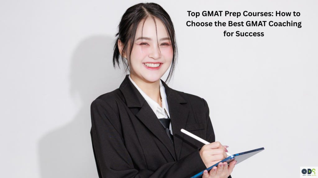 Student enrolling in top GMAT prep courses using digital tablet, representing online GMAT coaching and personalized learning for GMAT preparation success