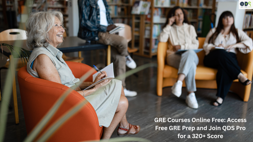 GRE courses online free webinar session with students attending an interactive GRE coaching class at QDS Pro to improve their GRE score to 320+.