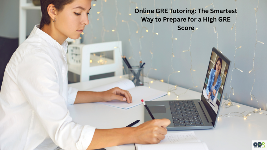 Student attending online GRE tutoring through a live one-on-one virtual class while preparing for the GRE exam with expert guidance from QDS Pro's online GRE tutoring program.