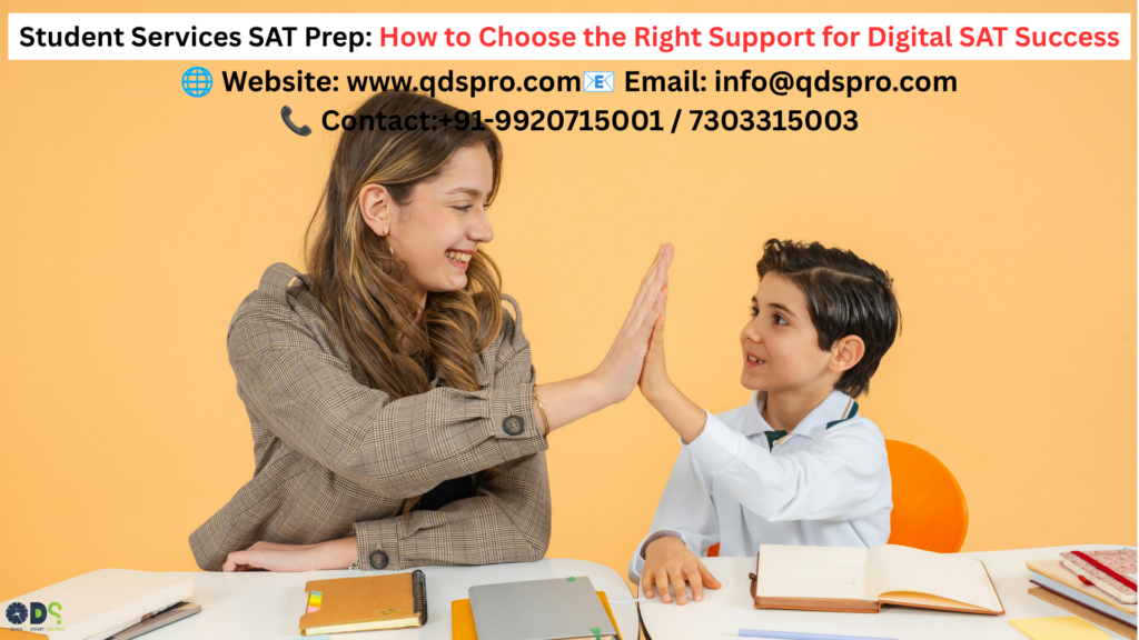 Student services SAT prep image showing a tutor encouraging a student during student services SAT prep for Digital SAT preparation, personalized support, and academic success